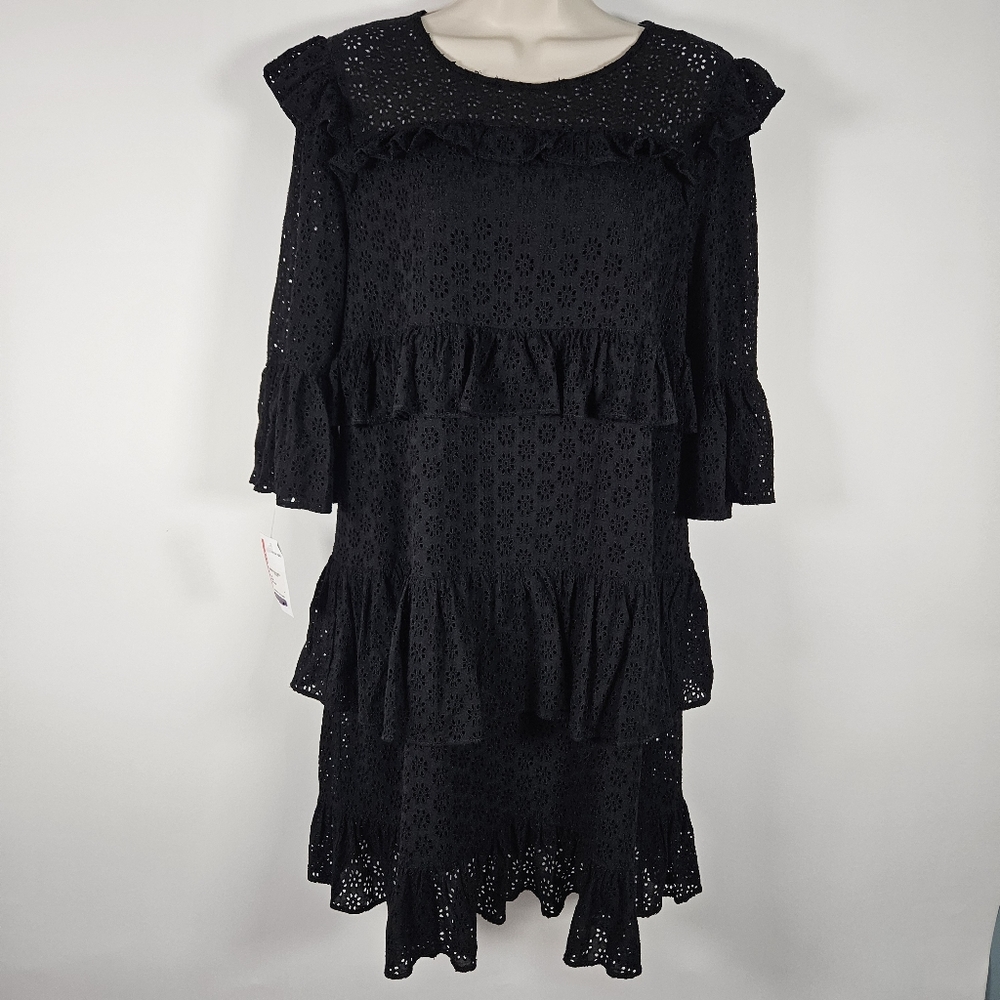 Madewell Black Eyelet Waterlily Ruffle Dress Size 6 New With Tags Style …
